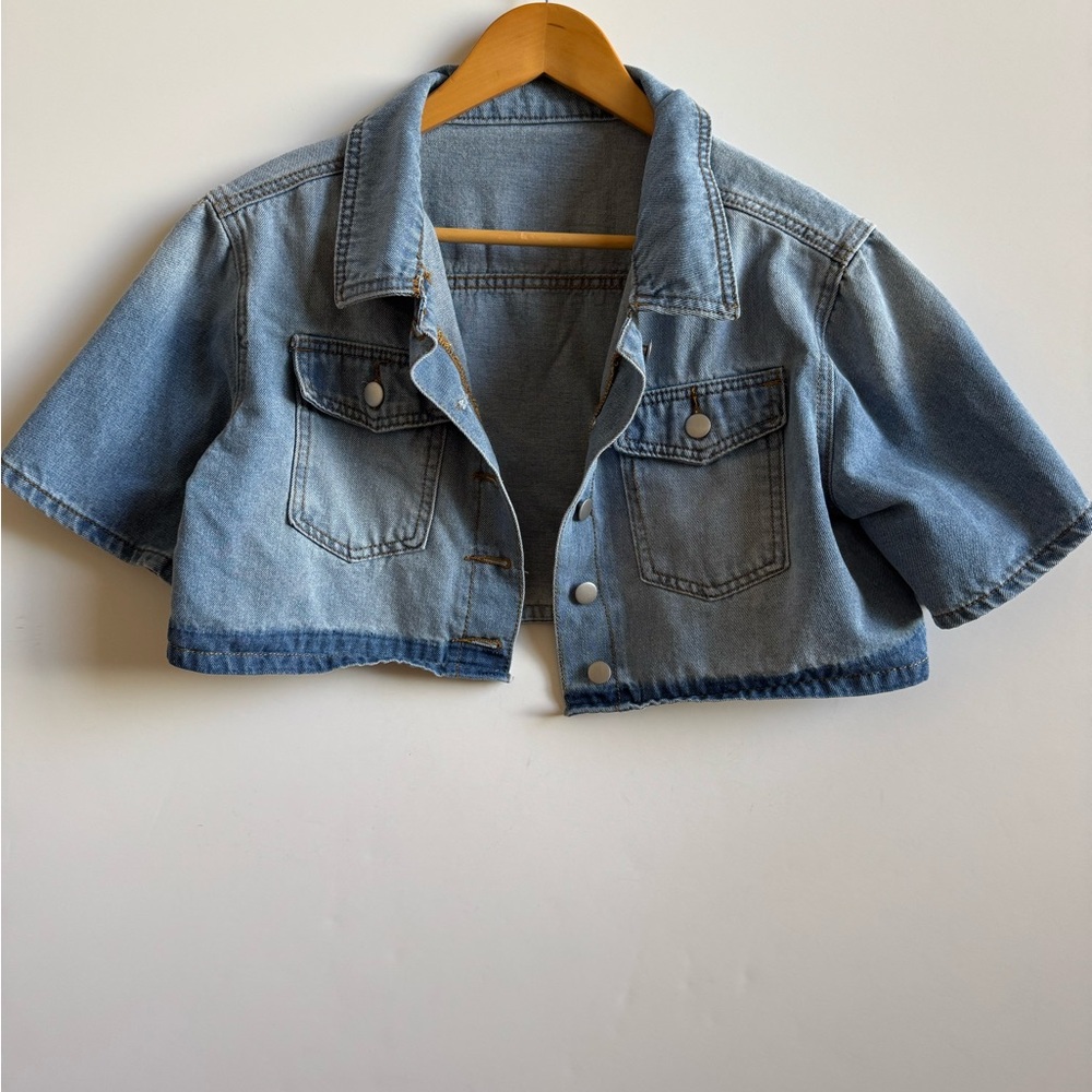 Cropped Jean jacket short sleeve - Picture 2 of 13